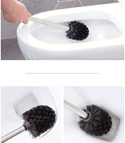 Escova de escova de vaso sanitário montada na parede genigw com maçaneta de aço inoxidável para armazenamento e organização do banheiro,