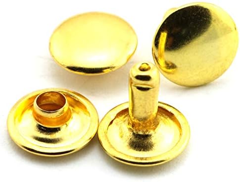 RURILIDADE 120pcs 10x10mm Gold tampa dupla rebites rápidos redondos de cabeça decorativa Diy Craft Studs 3/8 polegadas