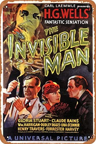 Qlanqins The Invisible Man Movie Poster Retro Metal Sign para Cafe Bar Man Caver