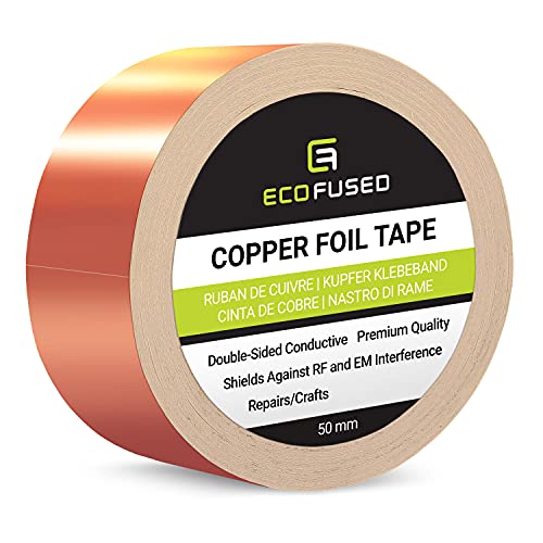 Fita adesiva de cobre adesium eco -fusível - Condutor de dupla face - 2 polegadas - blindagem EMI e RF, circuitos de papel,