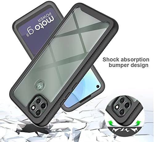 Capa de capa de telefone Caixa de proteção completa compatível com Moto G9 Power Hard PC+Soft Silicone TPU 3in1 Tampa de