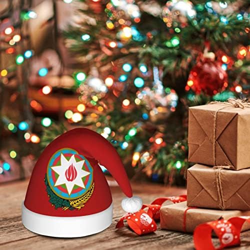 Zaltas emblema do chapéu de natal do Azerbaijão para adultos e confortáveis ​​chapéus de Papai Noel para materiais de festas de férias
