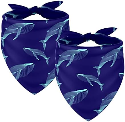 Bandanas de cachorro 2 pacote, baleias marinhas padrão de animal de estimação, chiffon bandanas triangle bibs acessórios