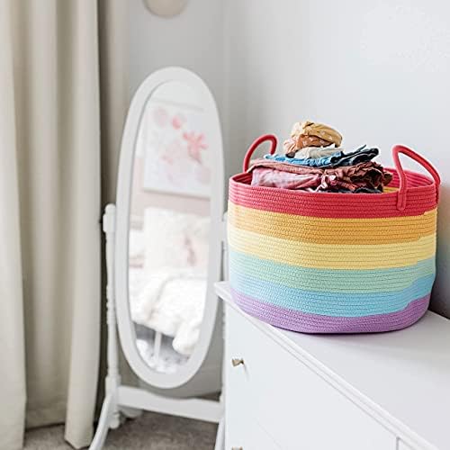 Lavanderia larga cesta de lavanderia + cesta de revistas - arco -íris