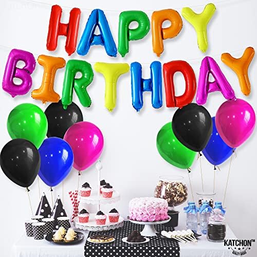 Katchon, balão de feliz aniversário multicolor - 16 polegadas | Banner de feliz aniversário do arco -íris, decorações