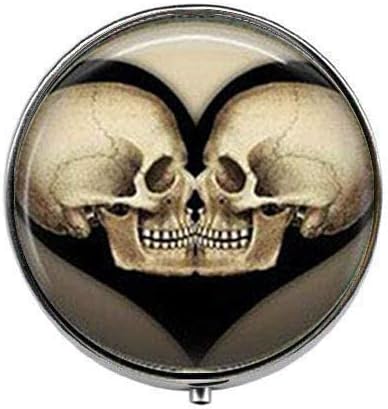 Crânio coração gótico crânio gótico Arte - caixa de comprimidos de foto - caixa de comprimidos de charme - caixa de doces de