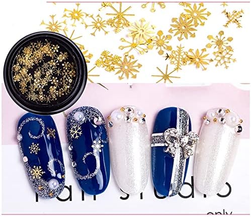Diious Christmas Snowflake Bright Nail Art, Snowflake Tree Bell Mixed Metal Liginas, unhas auto-adesivas Decoram