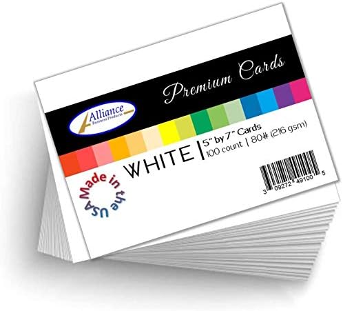 Cardstock White 5 x 7 Pesado | 80lb 216gsm folhas de cartolina | Quantidade de 100 folhas | Ótimo para fazer cartões, convites,