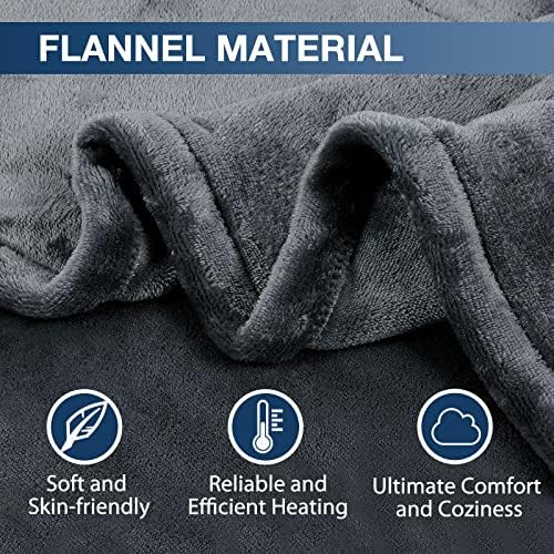 Cobertor de cobertor aquecido com dailylife aquecido, cobertor de aquecimento de flanela de 50 x 60 com 6 configurações