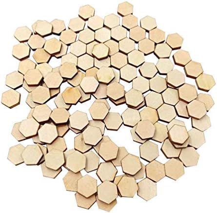 200pc 10mm de peças hexagonais de madeira de 10mm ornamentos de madeira enfeites de enfeites decorações de artesanato diy para