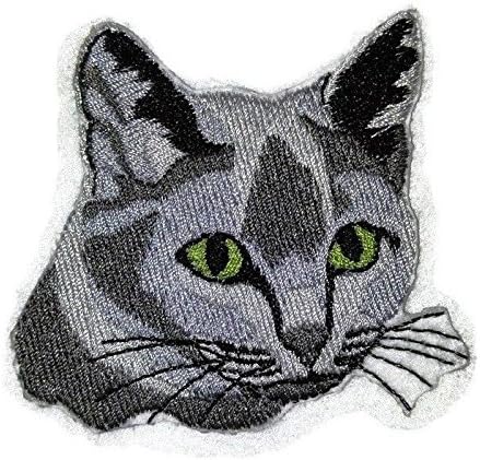 Incrível retratos personalizados de gatos [rosto russo de gato] Ferro bordado em/esgoto [3 x 3] feito nos EUA]