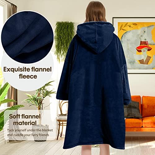Cobertor vestível, molho de moletom de moletom macio para mamãe para adultos homens homens crianças com capuz de cobertor vestível