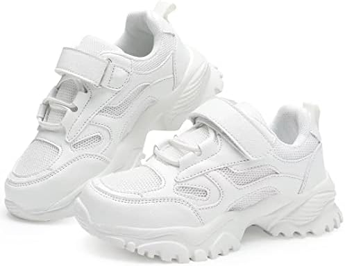 Sapatos yavy para meninas tênis tênis garoto de tênis de couro de couro respirável sapatos atléticos de malha