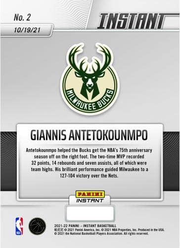 Giannis Antetokounmpo Milwaukee Bucks Fanáticos exclusivos Panini instantâneo Obre a defesa do título com uma única carta de negociação
