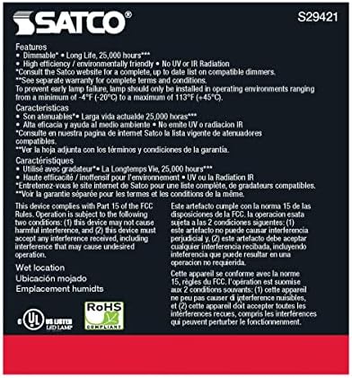 SATCO S9421 13PAR30/SN/LED/60 '/3000K/120V/D 13W PAR30 Pescoço curto interior/externo LED de LED 60 ° Lâmpada de inundação