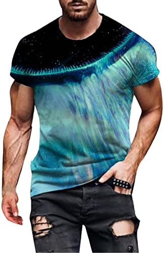 DSODAN Mens Soldado Soldado curto T-shirts Summer Street Street 3D Digital Galaxy Impresso Crewneck Tee Tops Camiseta