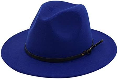 Chapéus de Fedora com fivela de fivela de cinto Casual Felt Hat For Women Retro Fluppy Cap Brim Brim Fedora Chapéus para