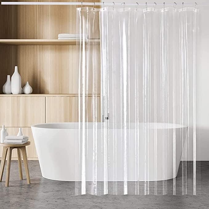 Pocenla 72 x 72 Liner de cortina de chuveiro transparente e anéis de chuveiro de 12pcs para cortina de chuveiro do banheiro
