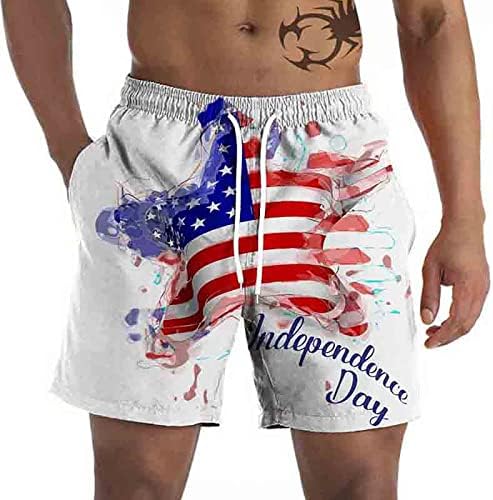 Swim Apparel Men's Graphic Beach Pants Casual Shorts 3d Quarto de julho Padrão de bandeira retro L Shorts