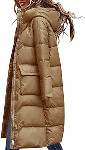 Iqka Down Jacket Coat O outono feminino e inverno solto solto com capuz com capuz de jaqueta de algodão espessada de comprimento
