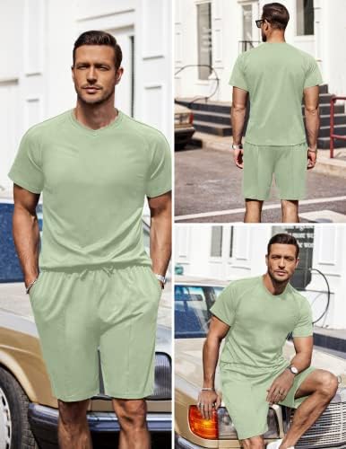 Camisa de manga curta e shorts masculinos de coorun conjunto de 2 peças de traje de moda de traje de moda