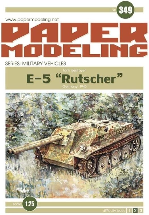 OREL 349 1/25 E-5 Rutcher Tank Destroyer, Alemanha 1945 Kit de modelo de papel