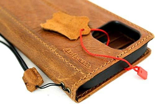 Caso de couro completo genuíno para iPhone 12 mini -livro carteira tampa artesanal cartões de luxo titular de suporte macio
