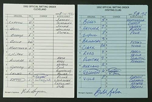 Cleveland 8/11/92 Baseball Origd Game Usado Cartões de linha do árbitro Don Denkinger - MLB Game Usado Cartas de