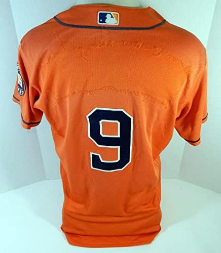 2013-2019 Houston Astros 9 Game usou o Orange Jersey Name Plate Removed 44 602 - Jerseys MLB usada para jogo MLB