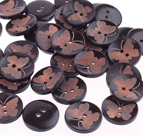 Pacote de Cotowin de 20 butterfly de 1 polegada Botões de madeira de costura Acessório DIY