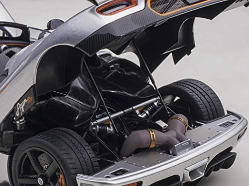 Modelos de arte de automóveis koenigsegg agera rs lua prata com acentos de carbono e laranja 1/18 carro modelo por