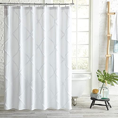 Peri Home Lattice Chenille Cotton Taber Curtain, 72 x 72, polegadas, branco