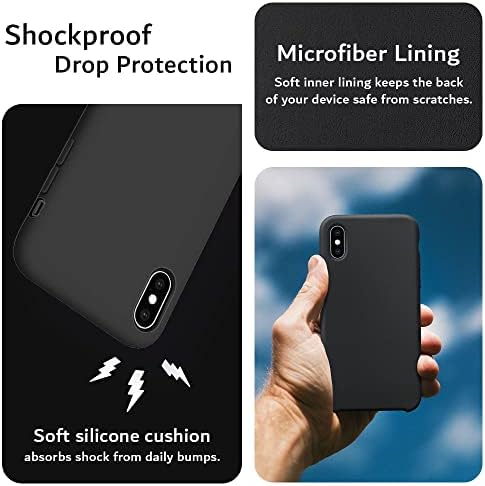 Tudia TPU Silicone Case Compatível com a caixa do iPhone XS Max, capa de protetor de silicone Ultra Slim Siltra Slim - preto