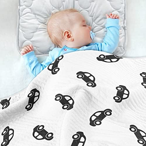 Cataku Cars Breito de bebê preto e branco para meninos Meninas Cotores de algodão Cama Cama Planejando um cobertor de bebê