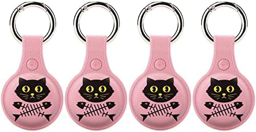 Pesca de gato preto Compatível com estojo de airtag com chaveiro de itens GPS de chaveiro acessórios com anel de chave para airtags