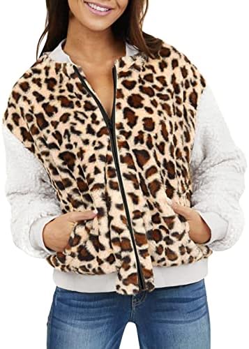 Womens outono de inverno de inverno leopardo imprimir casacos de inverno feminino de leopardo quente