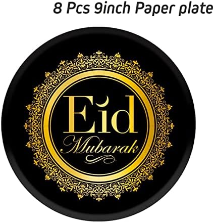 48pcs Placas de papel Eid Decorações Mubarak Placa Placas de papel Placas de papel muçulmano Placas de papel para piqueniques,