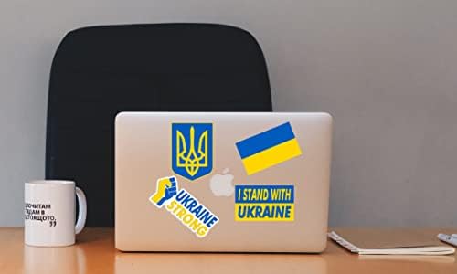 Pacote de adesivos de bandeira na Ucrânia de 4 pacotes Eu fico com adesivos de vinil da Ucrânia Brasão de tamanho grande