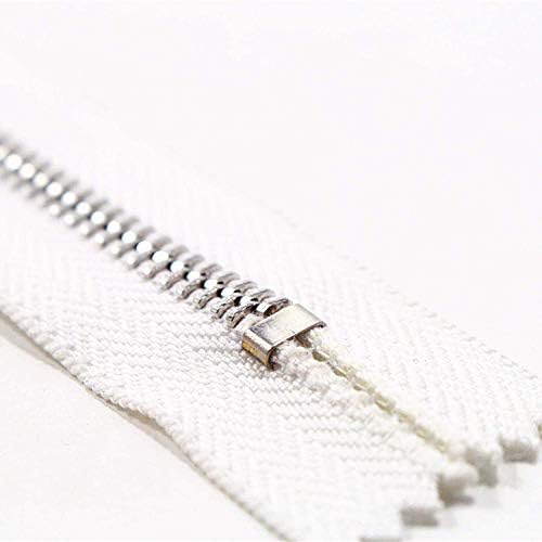 Zíper decorativo 10 pcs zíper de metal de ponta fechado branco para costura acessórios para vestuário de zíper jeans zíperes