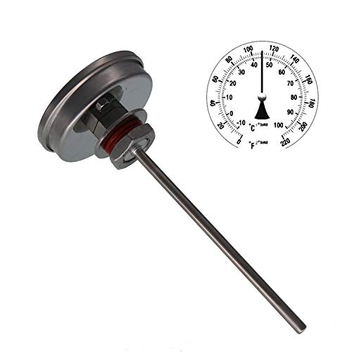 Termômetro Homebrew, termômetro de aço inoxidável com porca de trava para fabricar o kit de termômetro bi-metal sem soldado,