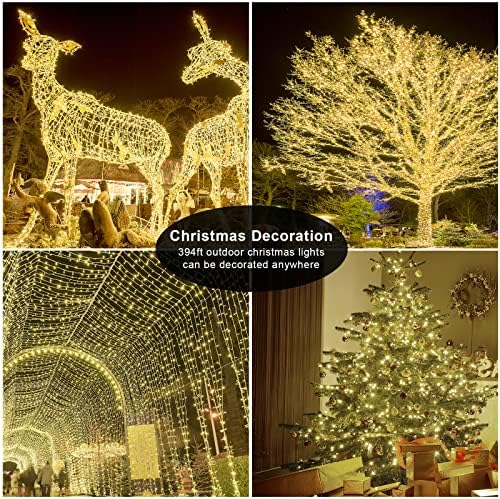 Yilinm Christmas Lights Outdoor 1000 LED 405 pés à prova d'água Luzes de árvore de Natal com Remote & Timer 8 Modos Plugue as