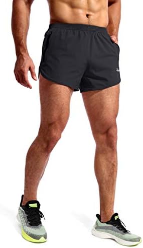 Shorts de pudolla masculino de 3 polegadas de ginástica rápida de ginástica seca para homens com bolsos com zíper