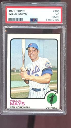 1973 TOPPS 305 Willie Mays PSA 3 Cartão de beisebol graduado MLB New York Mets - Cartões de beisebol de lanches