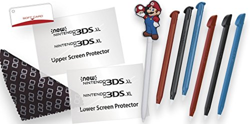 Oficialmente licenciado Nintendo 3DS Mario Stylus Pack Pack and Screen Protection - encaixa o 3DS XL e o novo 3DS XL