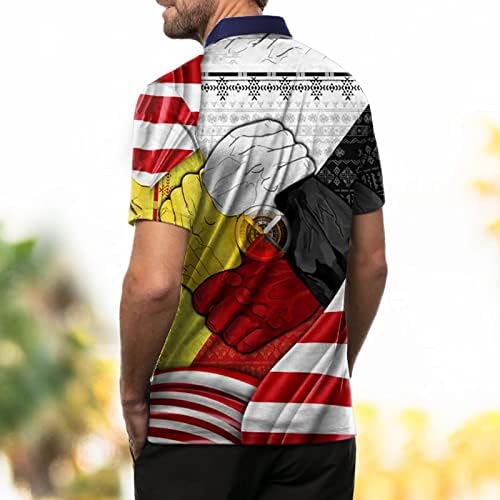 HDDK Camisetas Polo patrióticas para homens, American Flag Ethnic Indian Tees Tops Summer Summer Short Sleeve Casual Casual Golf camisa