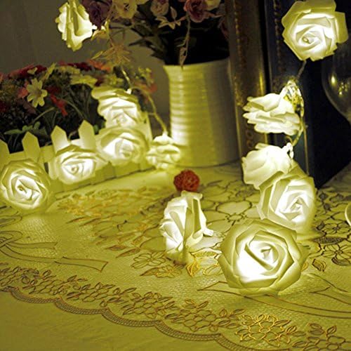 NPLE-20led Rose Flower Fairy Wedding Garden Party Christmas Decoration String Lights （Branco）
