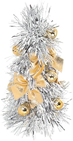Tinsel de mini -Natal de aboofan com bolas de espumas de folha metálica árvore árvore artificial decoração de desktop de lareira de