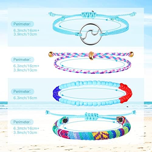Kigeli 61 peças Bracelets de praia boho para meninas adolescentes Bracelete colorida pulseira elástica Sulncada de corda de