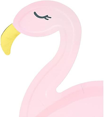 Placas de papel de festa de flamingo rosa de panda azul com papel alumínio de ouro