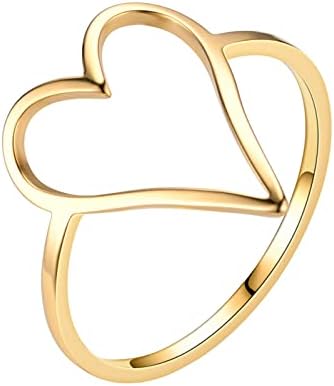 Anel de anel em forma de coração de aço de titânio anel liso não perde cor anel de aço inoxidável em forma de aço inoxidável